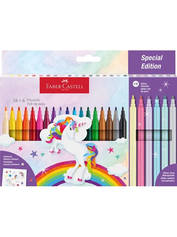 Faber-Castell Felt-tip pen unicorn 18+6 + stickers