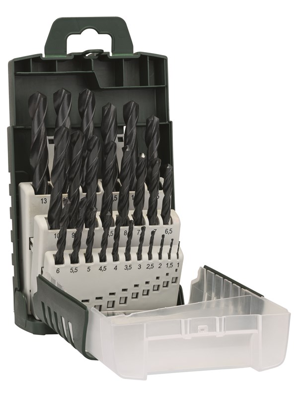 Bosch 19-delers metallbor-sett HSS-R, DIN 338 1,0; 1,5; 2,0; 2,5; 3,0; 3,5; 4,0; 4,5; 5,0; 5,5; 6,0; 6,5; 7,0; 7,5; 8,0; 8,5; 9,0; 9,5; 10,0 mm