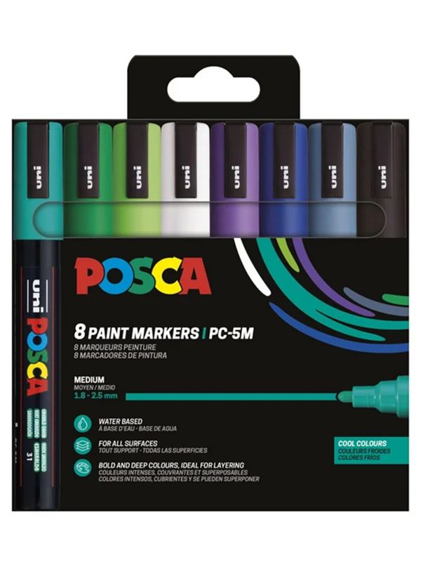 POSCA marker sæt PC-5M 8 ass. Cool colors