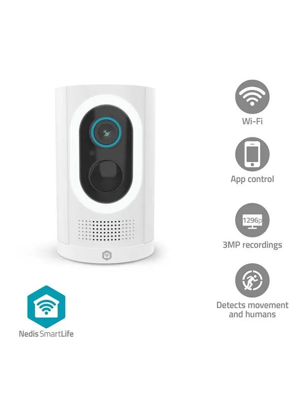 Nedis SmartLife Outdoor Camera, Wi-Fi, 3MP, White