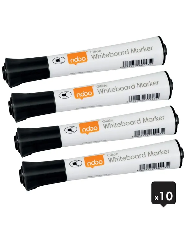 Nobo  Glide whiteboardpenner, rund tupp, pakke med 10 stk. Sort