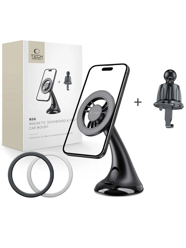 Tech-Protect N56 Car Mount for Dashboard Window or Air Vent Grille - Black