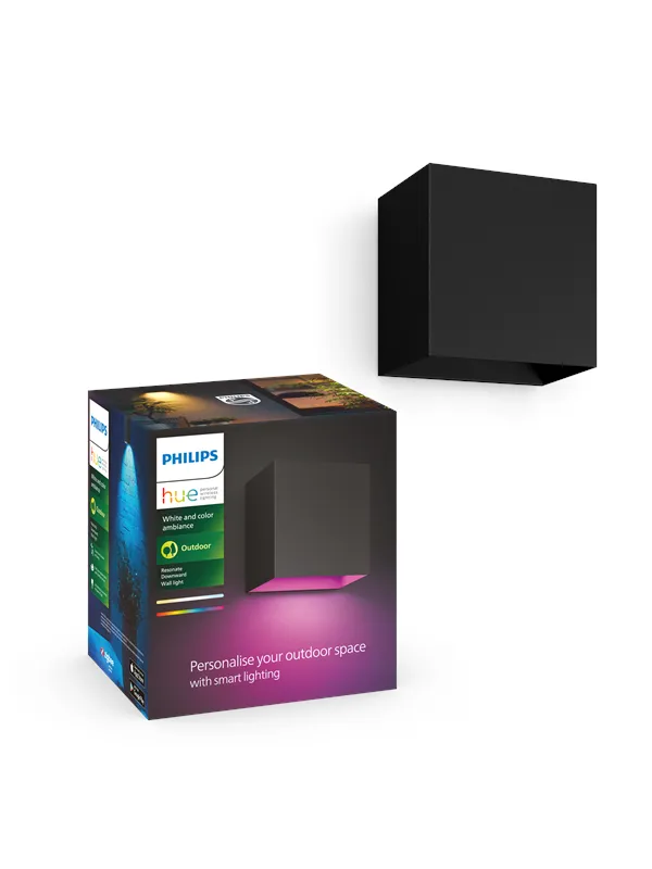 Philips Hue Resonate nedadgående utendørs vegglampe (svart) - hvit og fargestemning