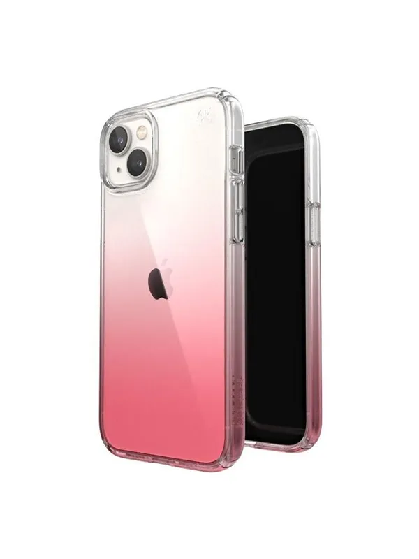 Speck Presidio Perfect-Clear + Ombre - iPhone 15 Plus / 14 Plus Case with MICROBAN Coating - Clear / Vintage Rose Fade