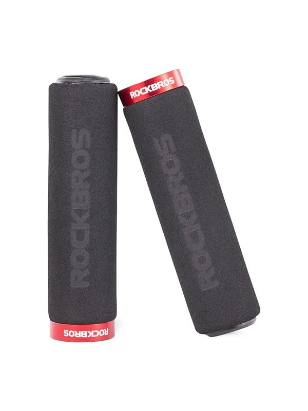 Rockbros BT1001BKRD sponge bicycle handlebar grips - black and red