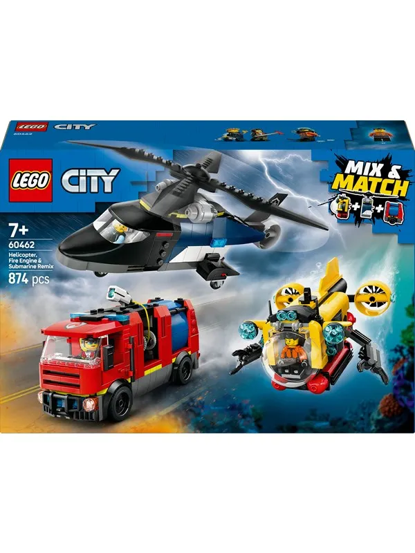 LEGO City 60462 Pakke med helikopter, brannbil og ubåt