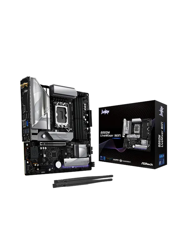 ASRock B860M LiveMixer WiFi Hovedkort - Intel B860 - Intel LGA1851 socket - DDR5 RAM - Micro-ATX