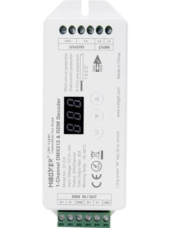 Miboxer LED Controller - DC12/24V - DMX512 (D1-CX)