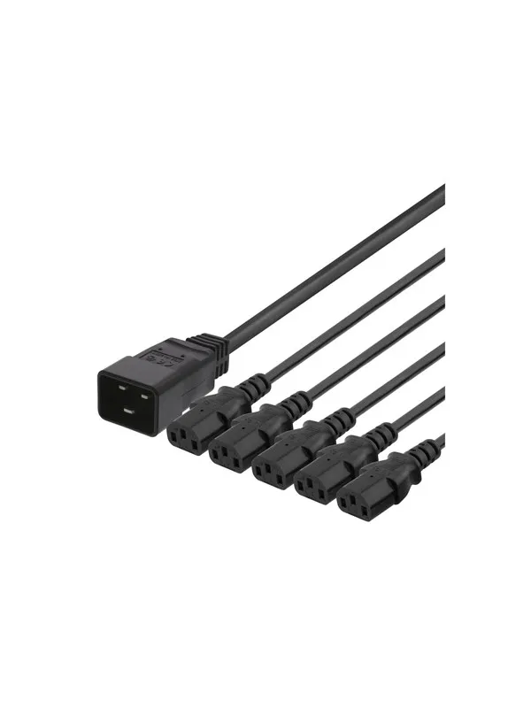 Deltaco DEL-113Q - power splitter - IEC 60320 C20 to power IEC 60320 C13 - 3 m