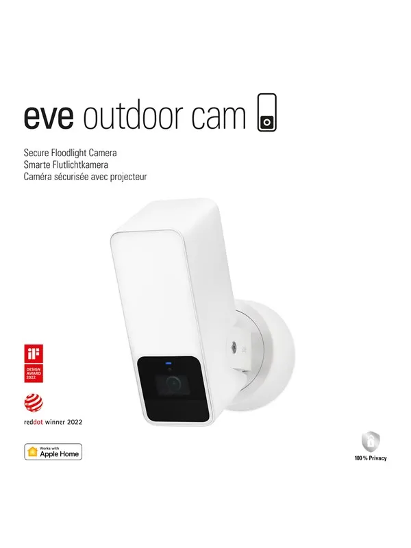 Eve Outdoor Cam White - Secure Floodlight Camera for Apple HomeKit