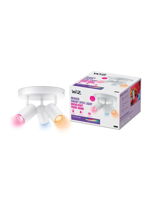 WiZ Imageo 3x Justerbar Smart Spot med Rund Plate, Dimbar LED, Justerbar Hvit og Farge