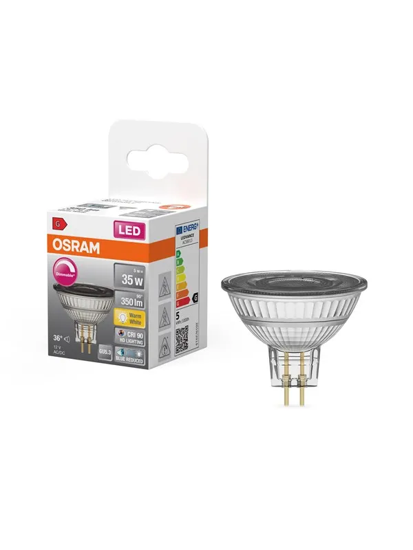 Osram LED-lyspære LED Comfort MR16 36° 350lm 5W/927 (35W) GU5.3 dimmable GU5.3