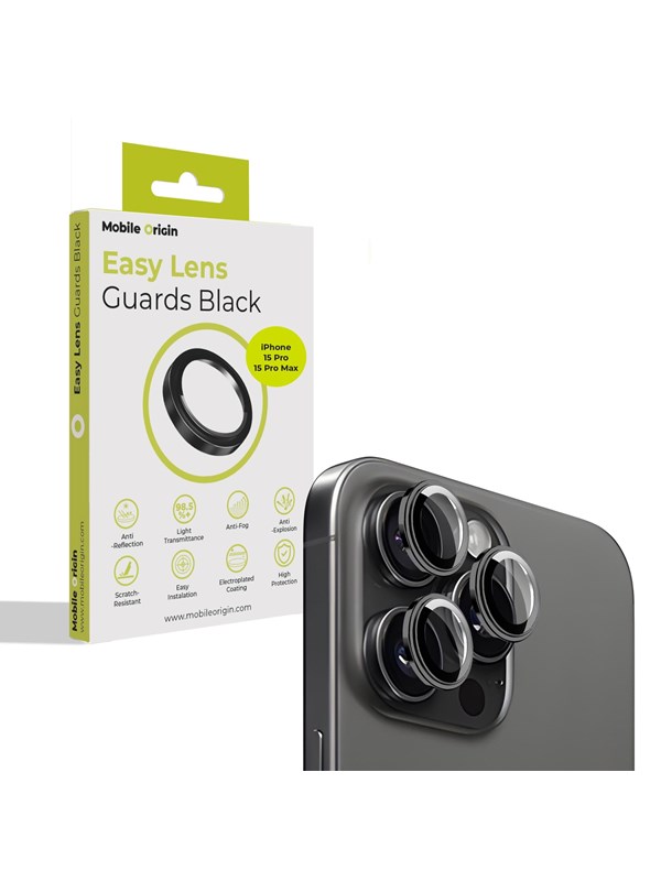 Mobile Origin Easy Lens guards - black - iPhone 15 Pro / 15 Pro Max