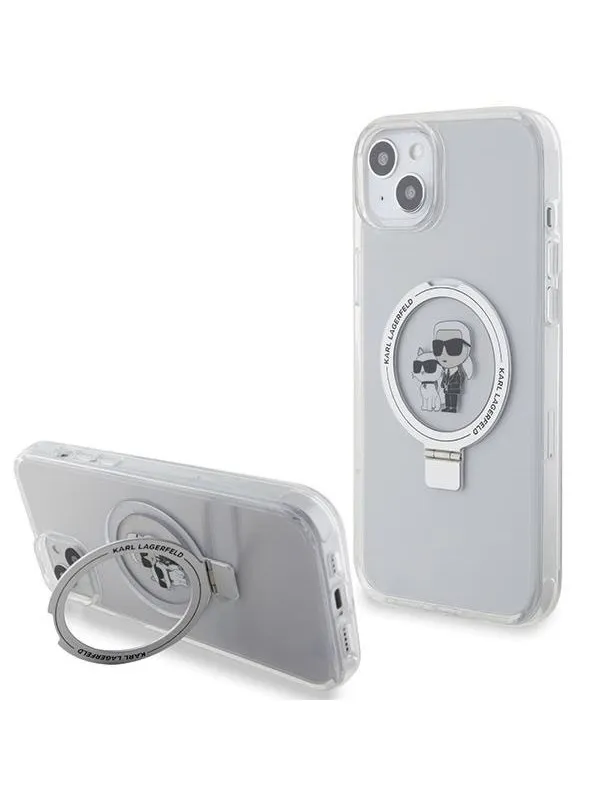 Karl Lagerfeld KLHMP15MHMRSKCH iPhone 15 Plus / 14 Plus 6.7" white/white hardcase Ring Stand Karl&Choupette MagSafe