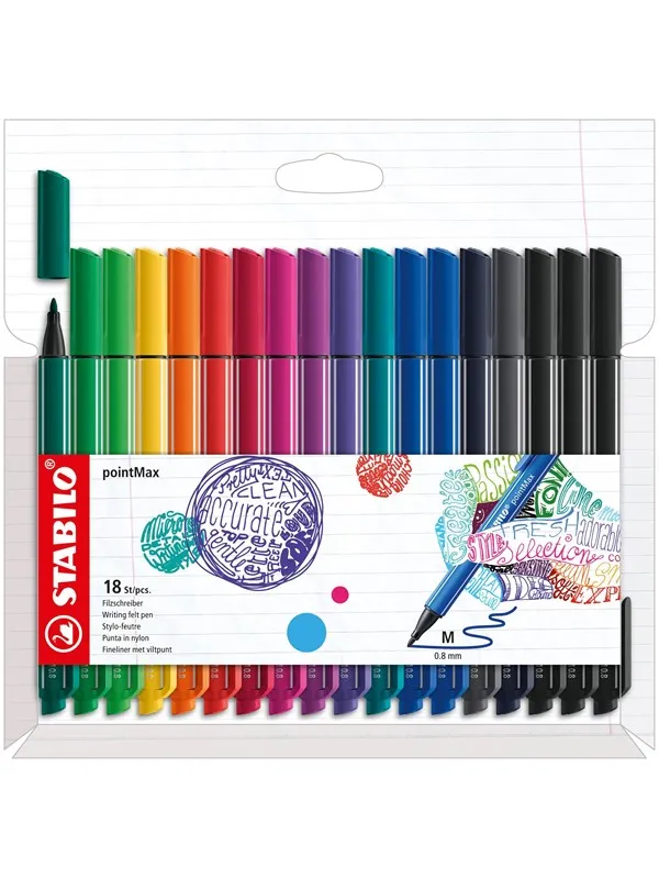 STABILO - Hardtip Fineliner - Set of 18 Pieces