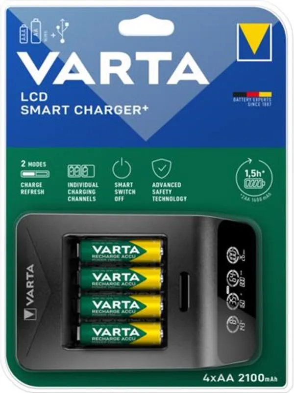 VARTA LCD Smart Charger+ incl. 4 Batteries 2100 mA