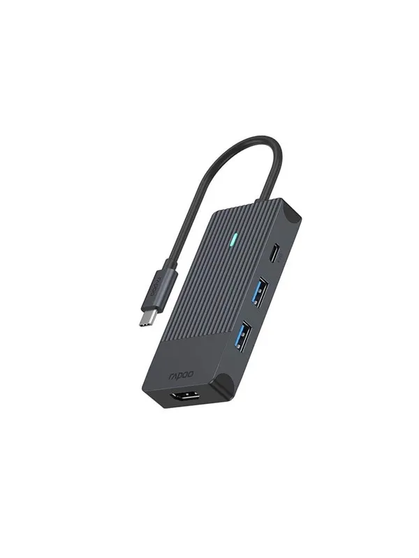 RAPOO Multiport USB-C UCM-2001 4-i-1 USB-C-Adapter USB-hub - 4 porter - Svart