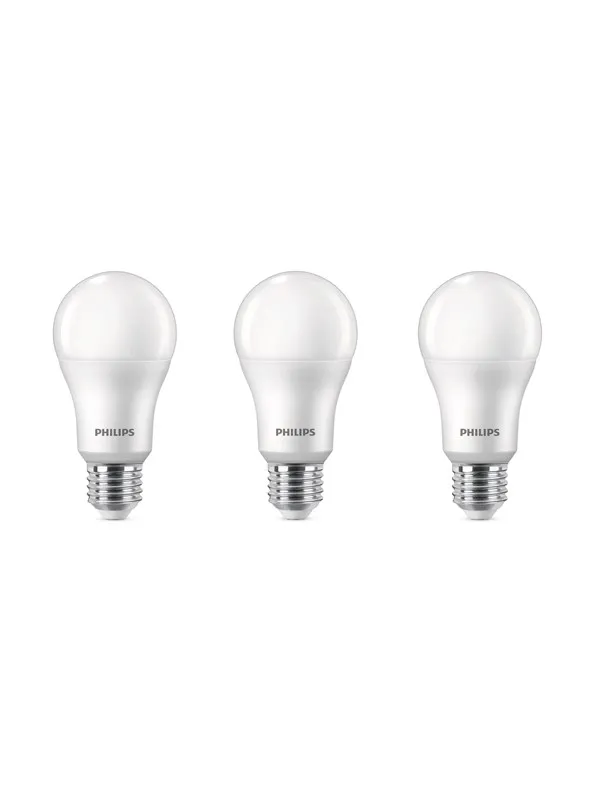 Philips LED-lyspære 13W/827 (100W) Frosted 3-pack E27