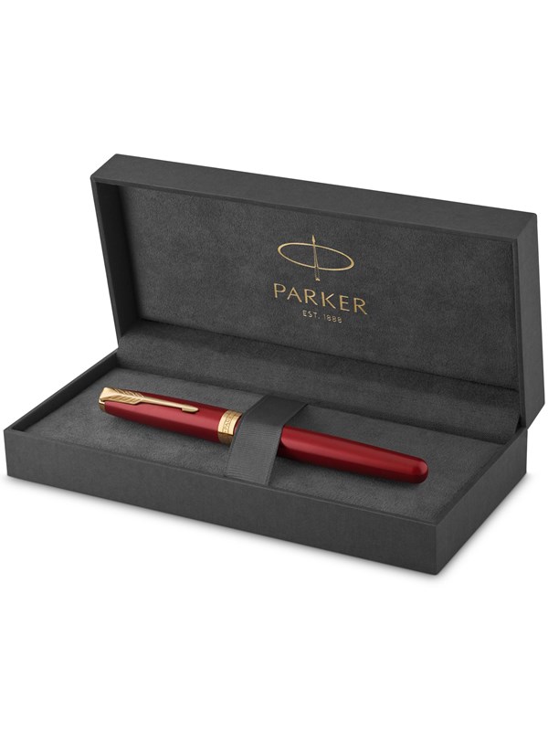 Parker Sonnet Fountain Pen | Red Lacquer with Gold Trim | Medium Nib | Gift Box
