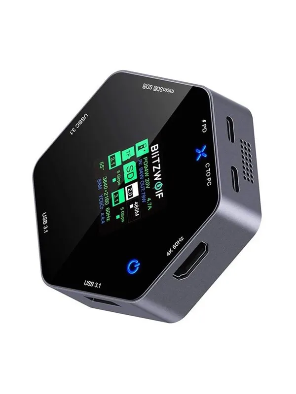 BlitzWolf 8in1 docking station BW-TH16 USB 100W LCD Smart Display USB-hub