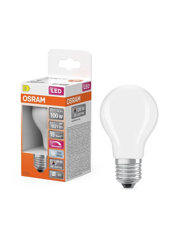 Osram LED-lyspære LED Comfort standard frosted 1521lm 11W/940 (100W) E27 dimmable E27