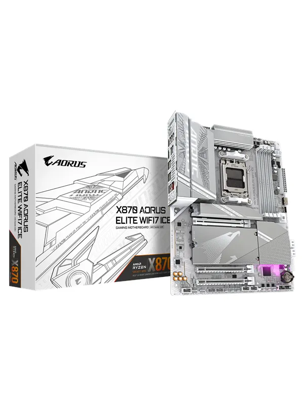 GIGABYTE X870 AORUS ELITE WIFI7 ICE Hovedkort - AMD X870 - AMD AM5 socket - DDR5 RAM - ATX