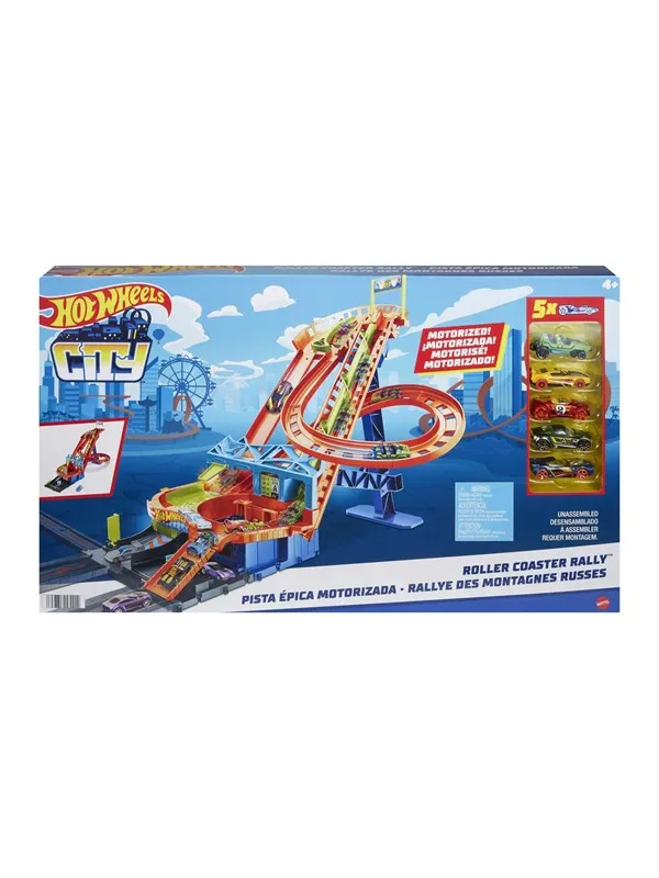 Hot Wheels City Roller Coaster Rally med 5 biler