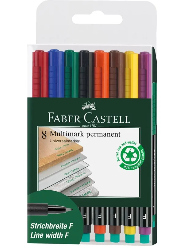 Faber-Castell Marker Multimark permanent F wallet of 8