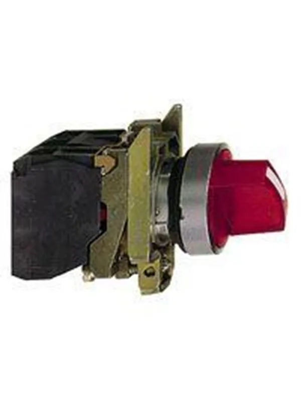 Schneider Electric Harmony rotary switch complete with led and 2 fixed positions in red 24vac / dc 1xno + 1xnc xb4bk124b5