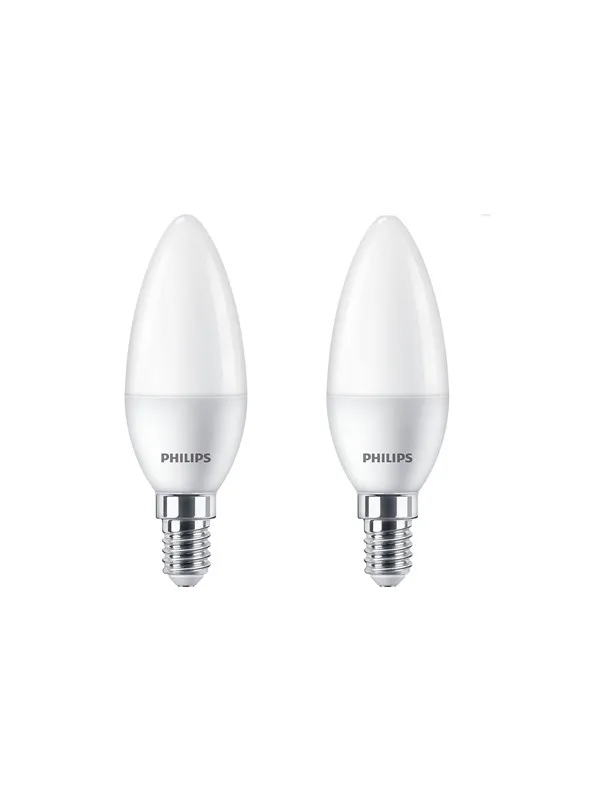 Philips LED-lyspære Candle 2.8W/827 (25W) Frosted 2-pack E14