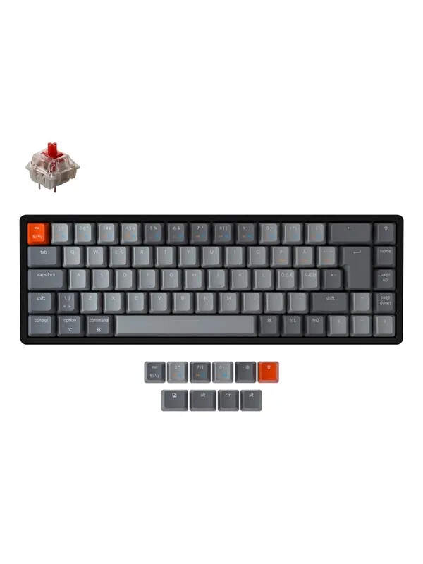 Keychron K6 RGB Aluminium Wireless Hot Swap Gateron Red - Gamingtastatur - Uten numpad - Nordisk - Svart