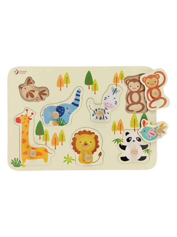 Classic World Wooden Knob Puzzle Wild Animals 7 pcs.