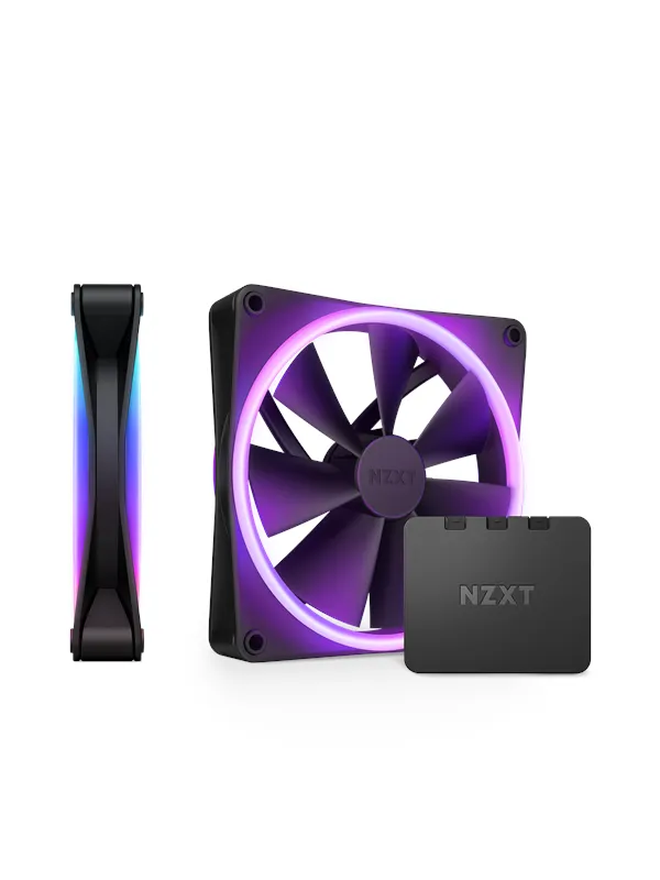 NZXT F140 RGB DUO 2-pack & RGB Controller - Black - Kabinettvifte - 140mm - Svart med RGB LED-lys - 36 dBA