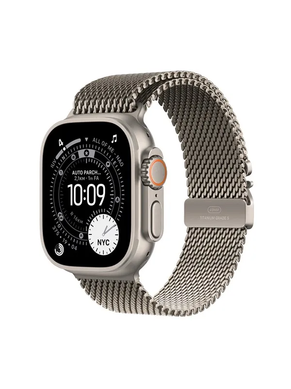 Apple Watch Ultra 3 GPS + Cellular 49mm Natural Titanium Case with Natural Titanium Milanese Loop - Large