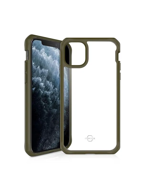 ITSKINS HYBRID SOLID cover for iPhone 11 Pro Max / XS Max®. Olive green and transparent