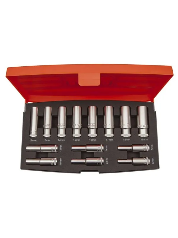 BAHCO socket set 3/8 lang 14 pieces 6-19mm