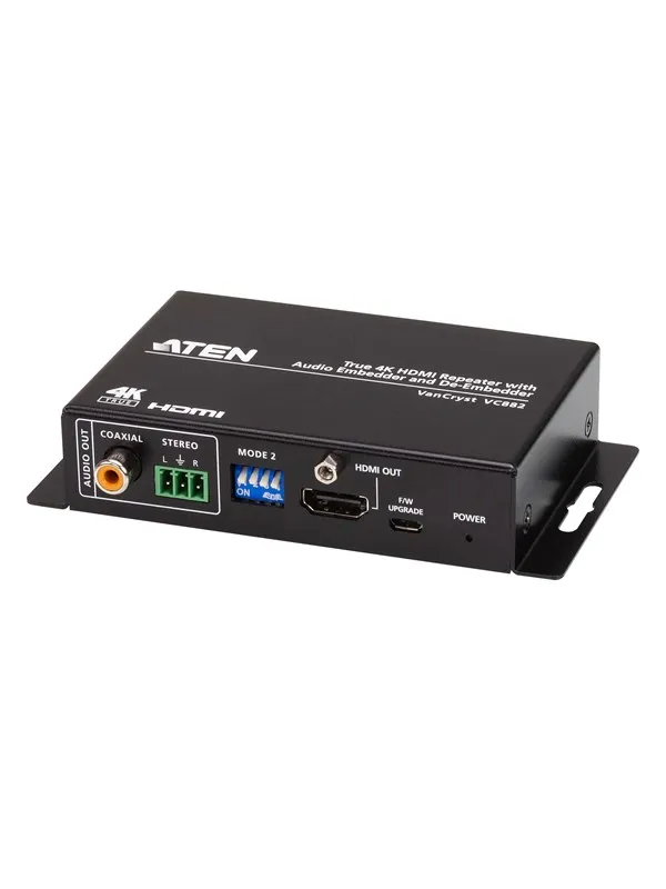 ATEN VC882 True 4K HDMI Repeater with Audio Embedder and De-Embedder