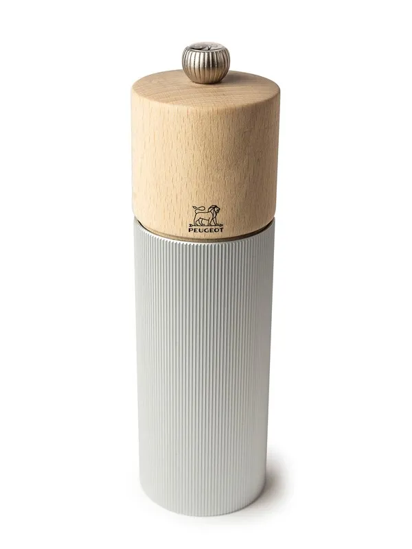 Peugeot Line Salt Mill in Aluminium and Wood Natural 18cm
