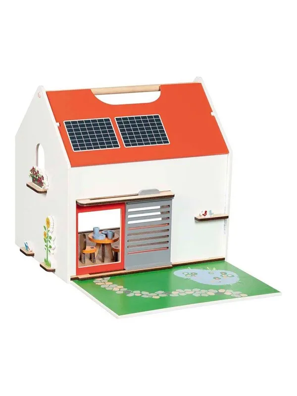 Goki - Wooden Portable Doll House with Accessories