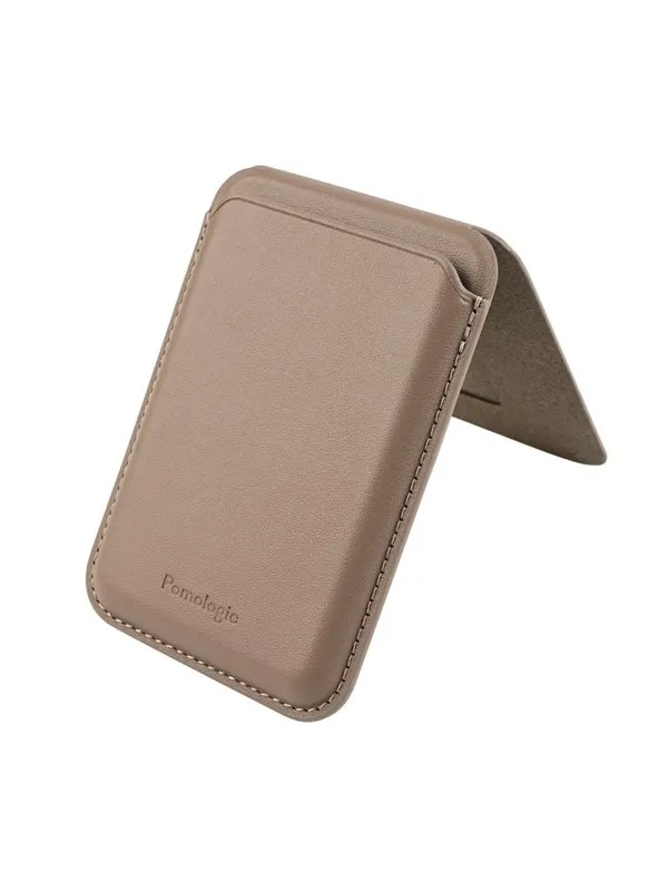 Pomologic Card Wallet Stand Taupe w/Mag