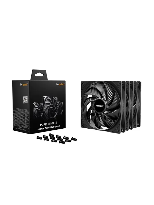 be quiet! PURE WINGS 3 HS 140 (3-pack) - Kabinettvifte - 140mm - Svart - 30 dBA