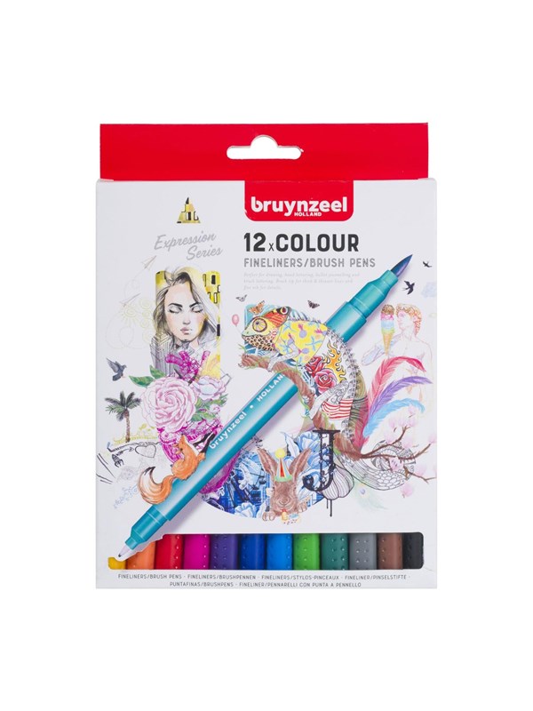 Bruynzeel Fineliner Brush Pens 12 pcs.