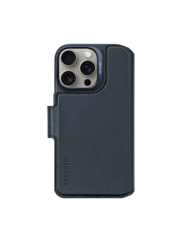 Decoded Leather Detachable Wallet for iPhone 16 Pro Navy