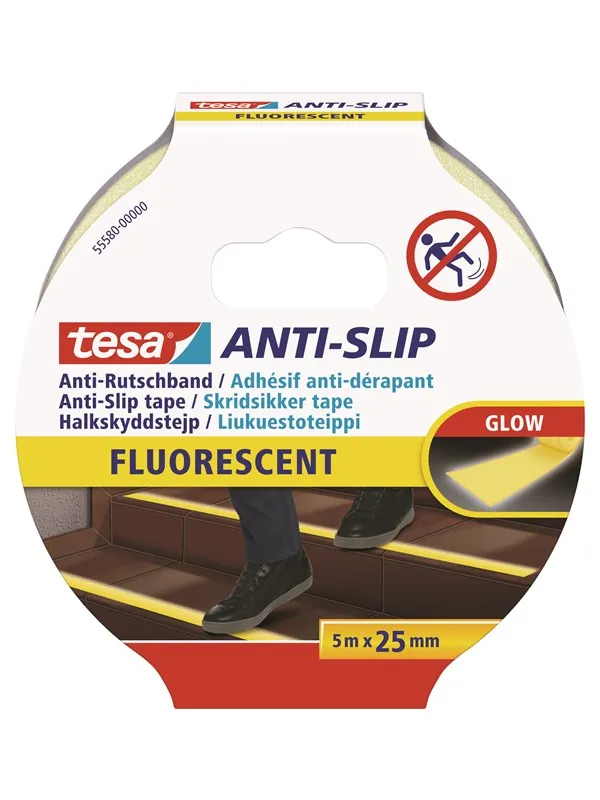 tesa Anti-Slip tape 5m x 25mm Fluorescent