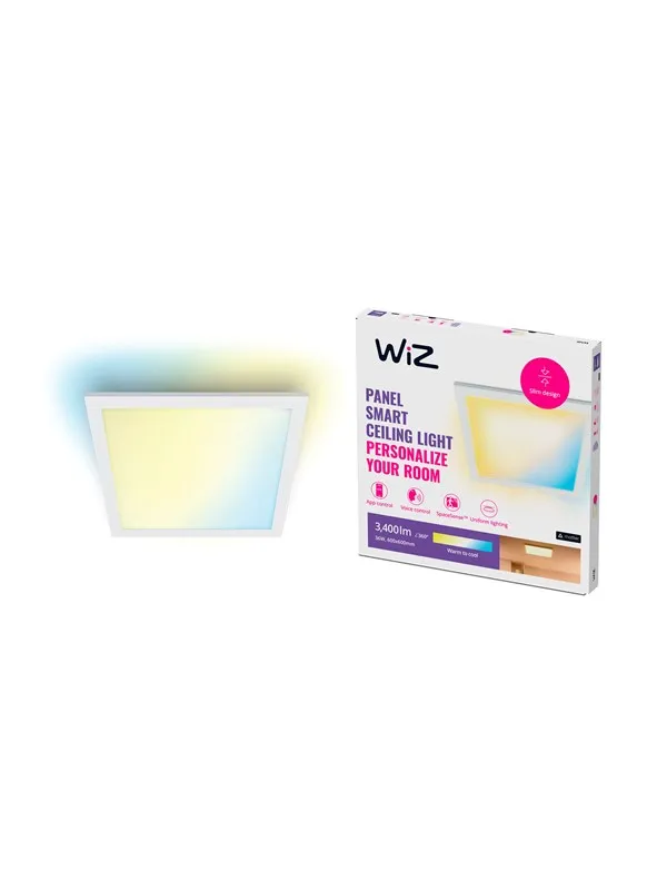 WiZ Smart Firkantet Takpanellampe, 36W, Justerbar Hvit og Dimbar, Hvit