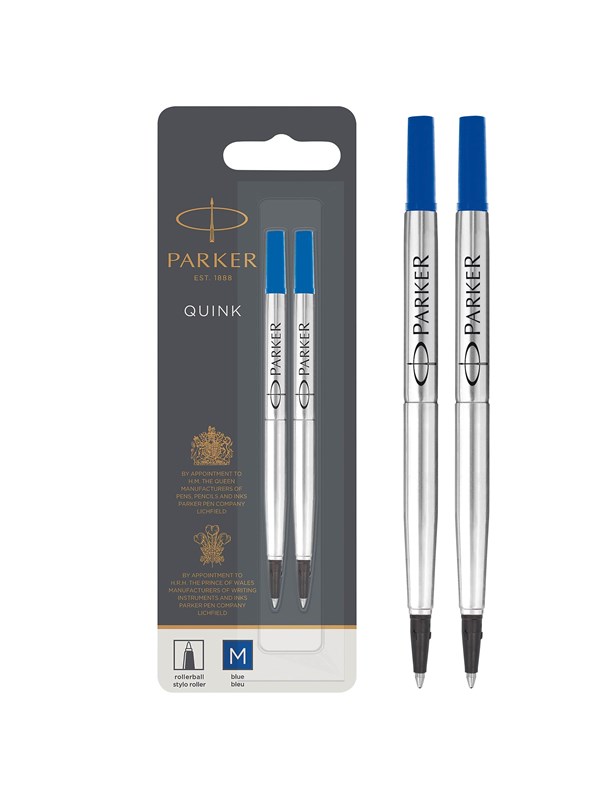 Parker Rollerball Pen Refills | Medium Point | Blue QUINK Ink | 2 Count