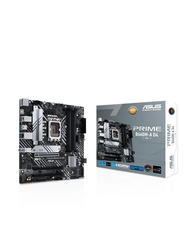 ASUS PRIME B660M-A D4-CSM Hovedkort - Intel B660 - Intel LGA1700 socket - DDR4 RAM - Micro-ATX