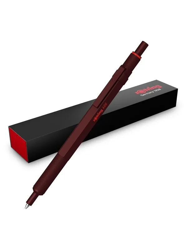 Rotring 600 Ballpoint Pen | Medium Point | Black Ink | All-Metal Body Pen | Chocolate Truffle | Non-Slip Knurled Grip & Hexagonal Barrel | Refillable