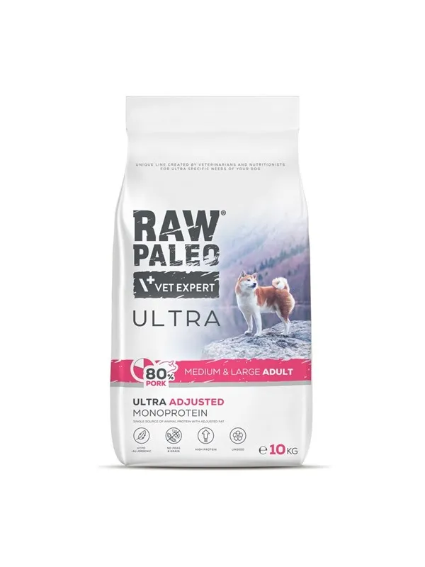 VetExpert Raw Paleo Ultra Pork Medium & Large Adult - dry dog food - 10kg