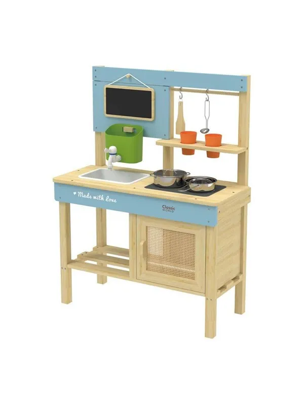 Classic World Wooden Outdoor Play Kitchen with Accessories 7pcs.